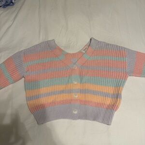 Pastel Striped Knit Cardigan Cropped